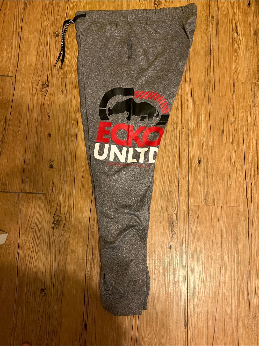 ECI Gray Joggers with Red & White Logo Panel